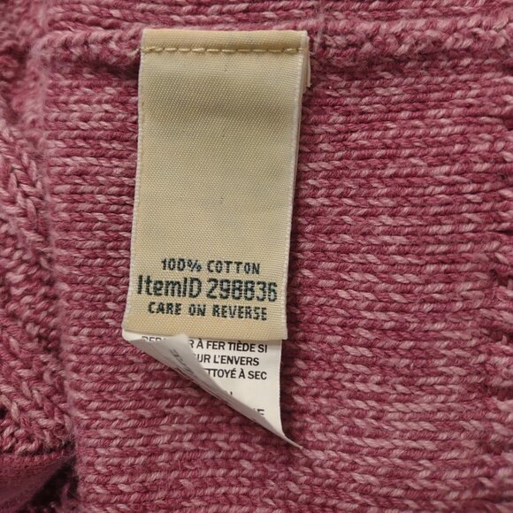 L.L. Bean pink full zip 100% Cotton cable knit fisherman's caridgan women Medium - Picture 8 of 8